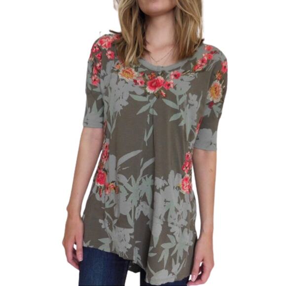 Sundance Olive Green Oversized Floral Embroidered Tunic Top Women's Size XS - Picture 3 of 8